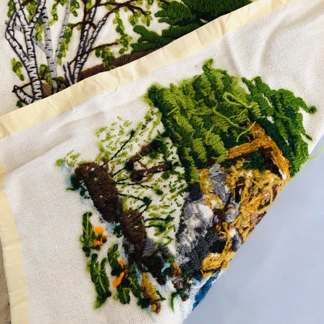 Vintage Handmade Embroidered Textile For Sale - Image 4 of 5