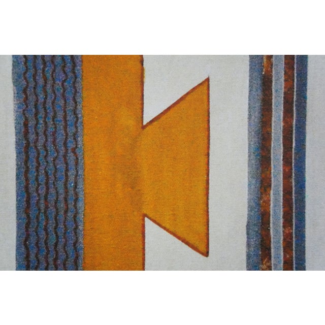 Late 20th Century Native Pecos Southwestern Navajo Geometric Textile Tribal Rug Oil Painting 42" For Sale - Image 12 of 12