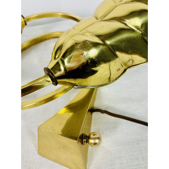Mid-Century Tommaso Barbi & Carlo Giorgi Brass Double Leaf Lamp For Sale - Image 9 of 12