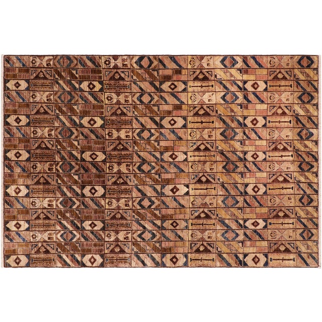 Shabby Chic Gabbeh Brown/Beige Wool Rug - 6'0'' X 8'8'' For Sale - Image 9 of 10