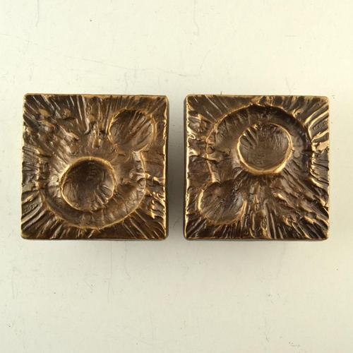 1970s Double Bronze Door Handles, 1970s, Set of 5 For Sale - Image 5 of 9