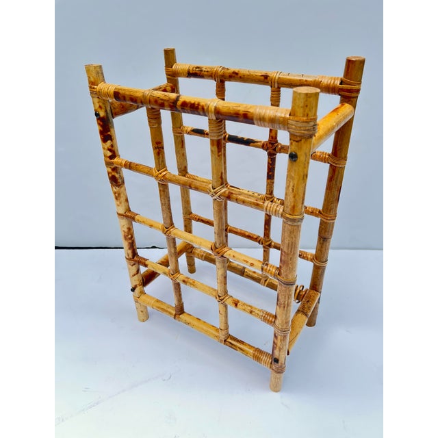 Boho Chic Vintage Rattan Wine Rack For Sale - Image 3 of 6