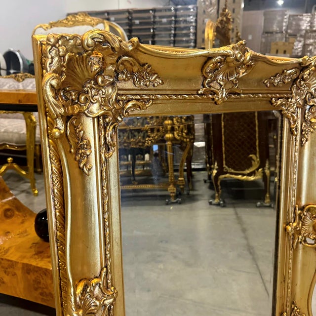 Baroque French Baroque Wall Mirror – Ornate Gold Leaf Frame For Sale - Image 3 of 6