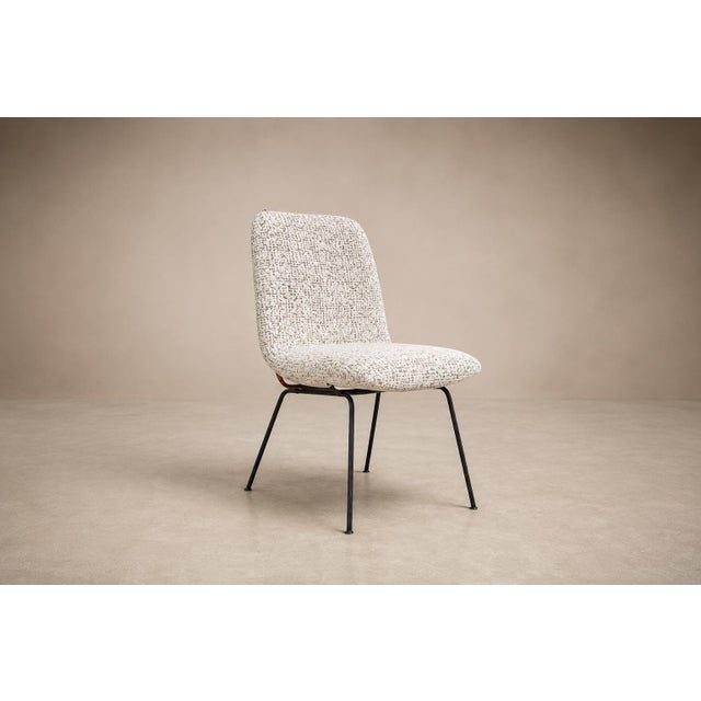 1950s Set of Six Dining Chairs in Metal and Boucle by Carlo Hauner, Brazil, 1950s For Sale - Image 5 of 18