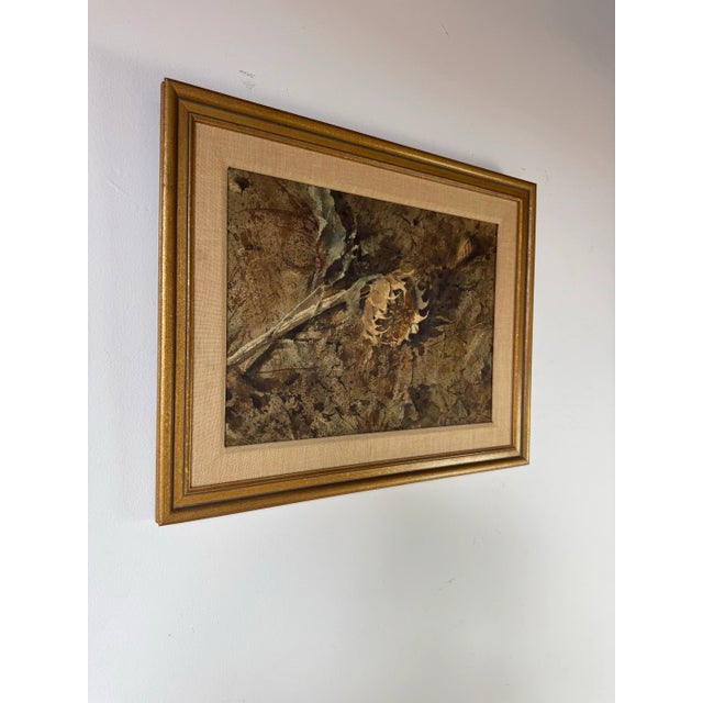 A richly textured 1970s floral still life by American artist William Preston, skillfully executed in a rare combination of...