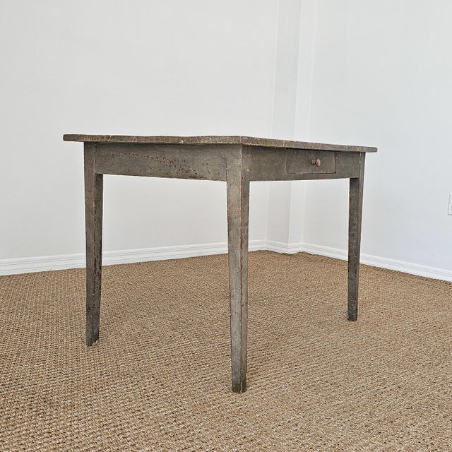 Antique Primitive Painted Pine Farm Table - Circa 1870 For Sale - Image 12 of 13