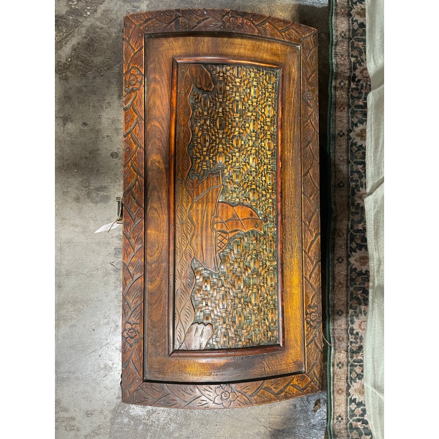 Early 20th Century Chinese Camphor Storage Chest With Carved Ship and Lattice Work For Sale - Image 4 of 7