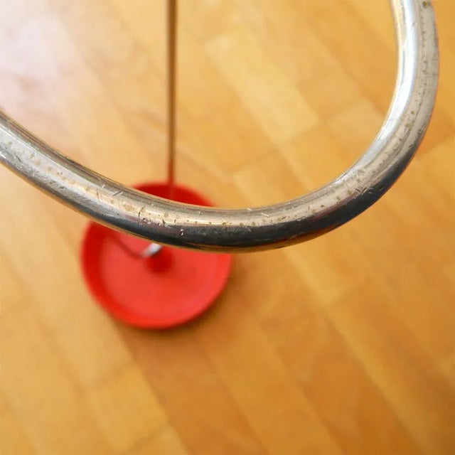Vintage Chrome-Plated Umbrella Stand with Red Shell by Franz Hagenauer, 1950s For Sale - Image 5 of 10