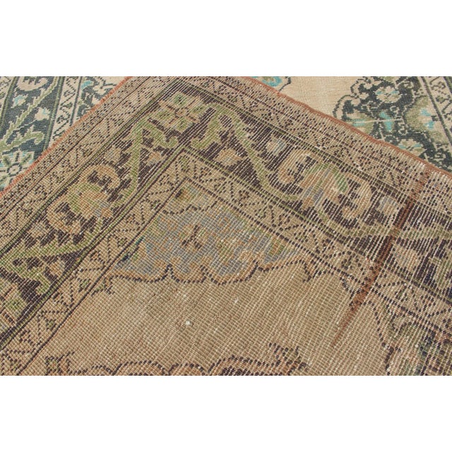 Turkish Oushak Runner With Medallion Design in Dark Blue, Blush, Aqua and Green For Sale - Image 11 of 12
