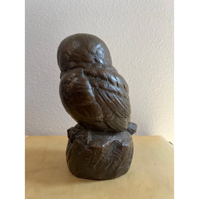 Mid-Century Modern Patinated Cast Stone Owl Sculpture Signed Joseph Lorkowski Boulton For Sale - Image 3 of 7