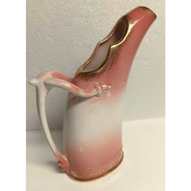 Ceramic Antique Staffordshire Late Victorian Royal Fenton, Made in England. Soft Pink With Sponge Gilded Trim For Sale - Image 7 of 17