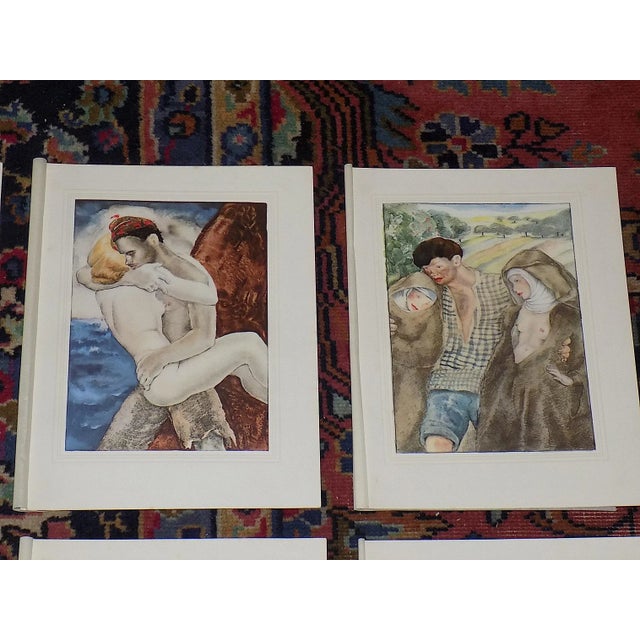 Modern Vintage French Limited Edition Hand Colored Mariette Lydis Engravings - Set of 9 For Sale - Image 3 of 10