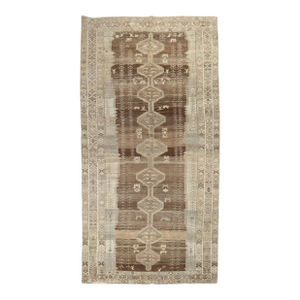 Early 20th Century Brown Grey Persian Kurd Gallery Size Rug