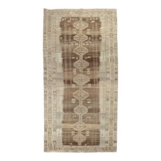 Early 20th Century Brown Grey Persian Kurd Gallery Size Rug - 5'1" x 10'5" For Sale