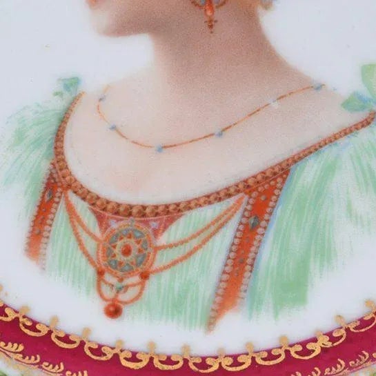 Late 19th Century Vintage Austrian "Beatrice" Painted Porcelain Plate For Sale - Image 4 of 13