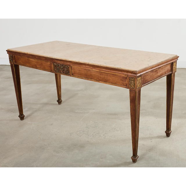 Grand French Neoclassical Marble Top Library or Console Table For Sale - Image 13 of 18