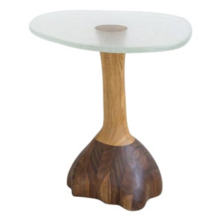 Fused Crystal Glass and Walnut Side Table by Alexander Knysch For Sale