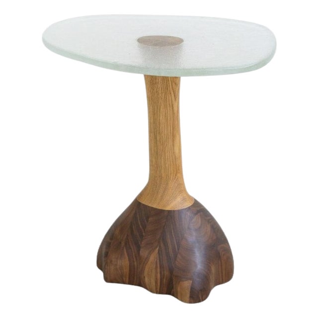 Fused Crystal Glass and Walnut Side Table by Alexander Knysch For Sale