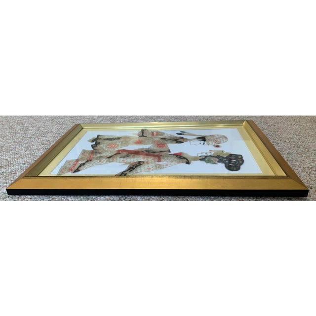 Vintage Chinese Wedding Puppets in Gold Frame