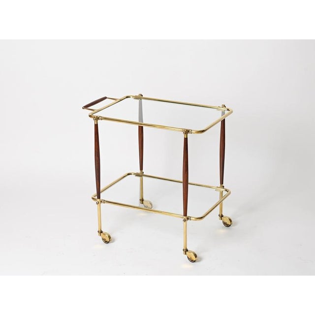 Mid-Century Bar Cart in Brass and Wood from Cesare Lacca, Italy, 1950s For Sale - Image 10 of 16