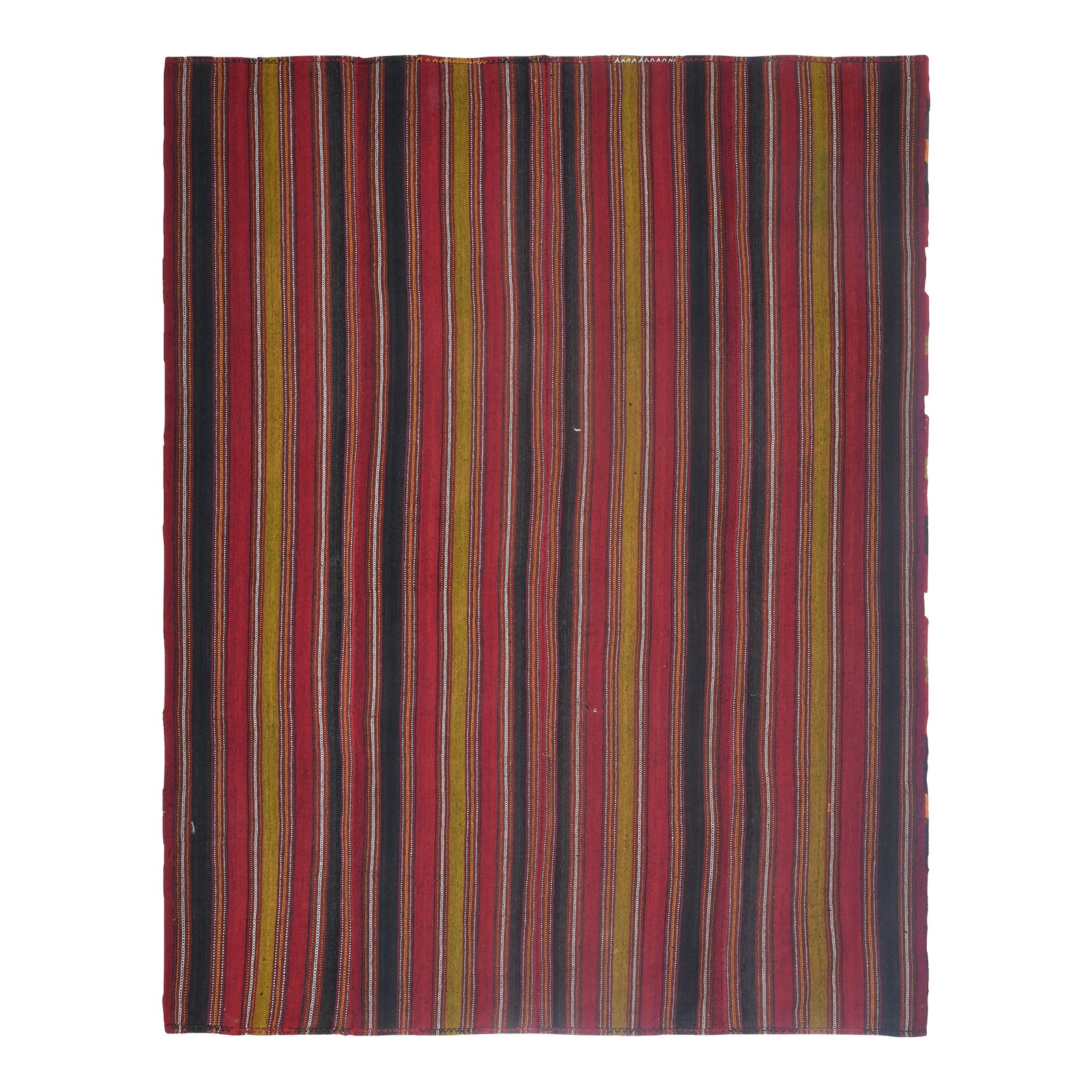 1970s Vintage Turkish Handmade Wool Cotton Red Kilim Rug | Chairish
