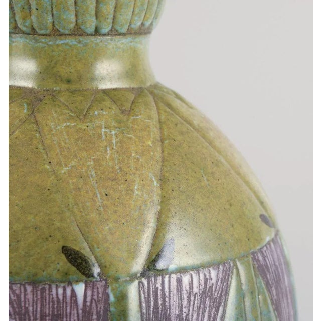 Ceramic Sweden. Ceramic Vase with Polychrome Glaze and Floral Motifs from Upsala Ekeby For Sale - Image 7 of 8