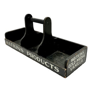 Vintage 1930s Watkins Products Door to Door Traveling Salesman Wood Display Carry Caddy For Sale