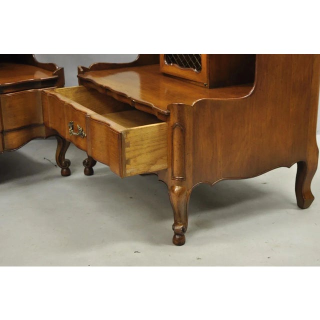 Vintage French Country Provincial Walnut Fruitwood Step Nightstands - A Pair For Sale - Image 11 of 12