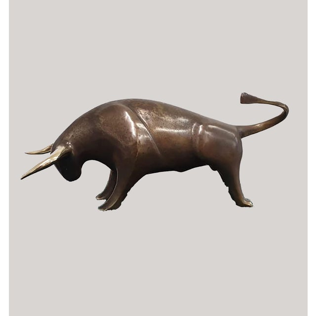 Art Deco Bull Art Deco Bronze Sculpture For Sale - Image 3 of 3