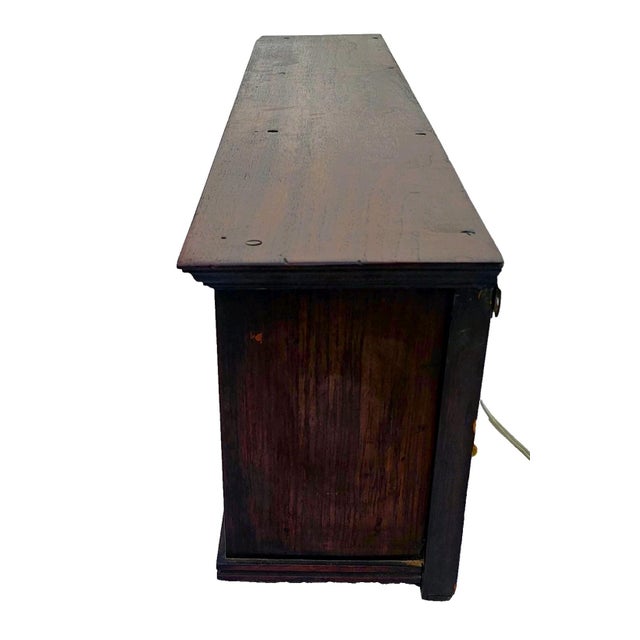 1910s Vintage Arts & Crafts Mahogany Wall Cabinet With Leaded Glass Doors – Circa 1900s For Sale - Image 5 of 17