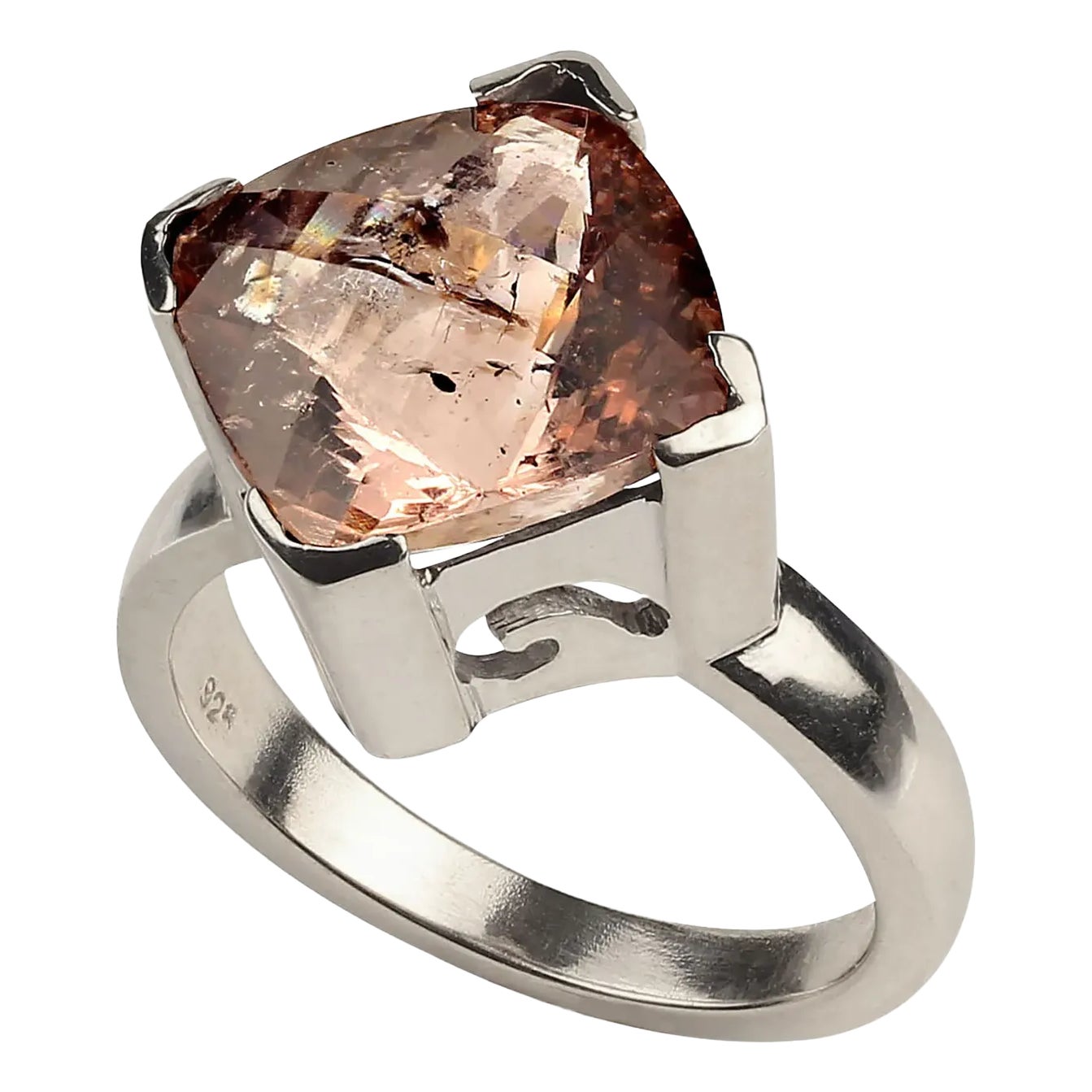 Genuine Carat Mouthwatering Morganite in Sterling Silver Ring