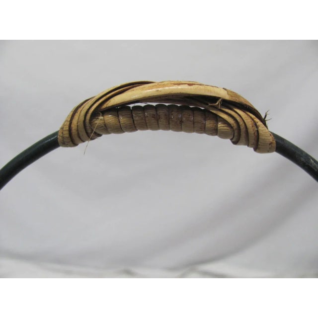 Fredrick Wienberg Style 6 Bottle Wire Wine Caddy Mid-Century Bamboo Wrapped Handle For Sale In Providence - Image 6 of 8