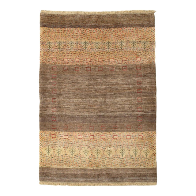 Vintage Hand-Knotted Persian Gabbeh Rug 5'8" X 8'0" For Sale