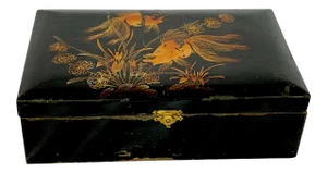 Vintage Lacquered Jewelry Box With Koi Fish
