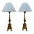 Pair of Vintage Painted Pricket Candlestick Table Lamps With Shades For Sale