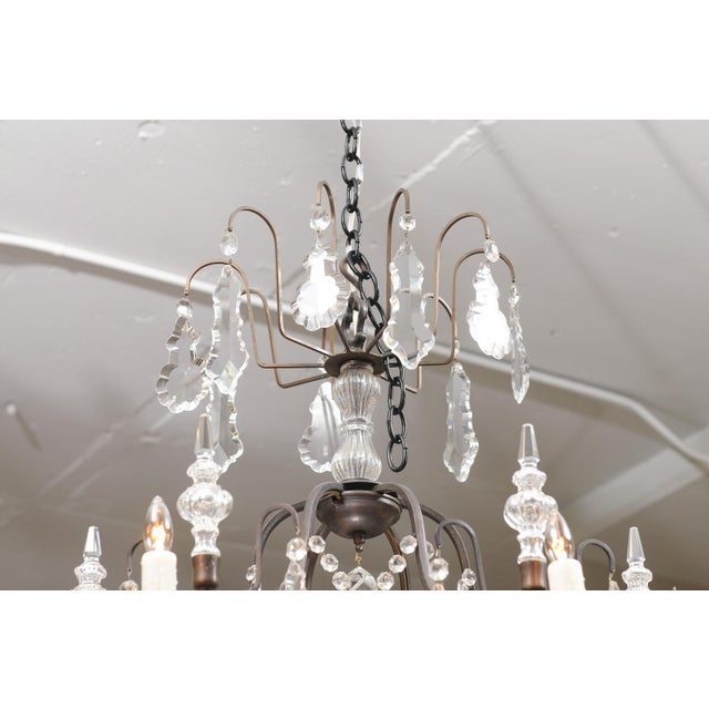 Metal Early 20th Century XL 18-Light Crystal & Bronze Louis XV Chandelier France For Sale - Image 7 of 14