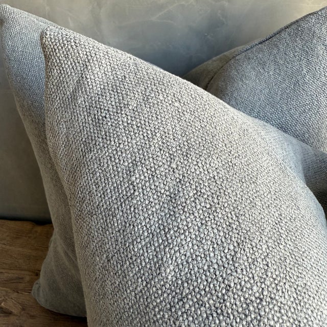 Textile Hemp Pillow With Down Insert in Stone For Sale - Image 7 of 8