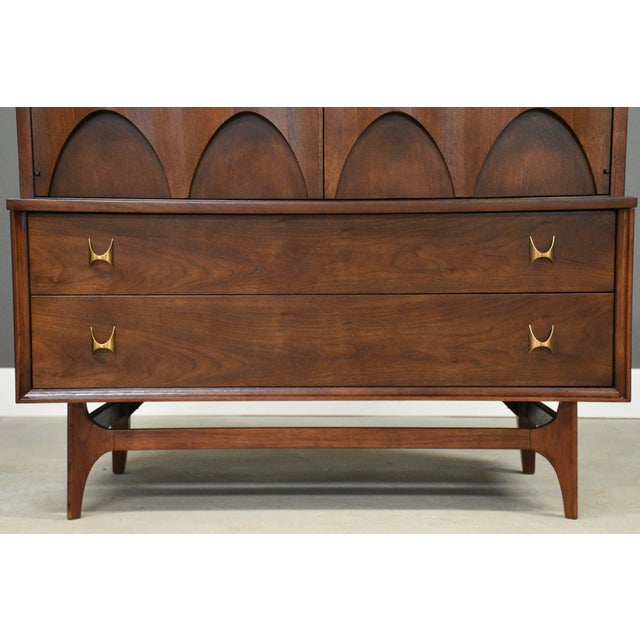 1960s Refinished Broyhill Brasilia Walnut Tall Mid Century Dresser For Sale - Image 11 of 12