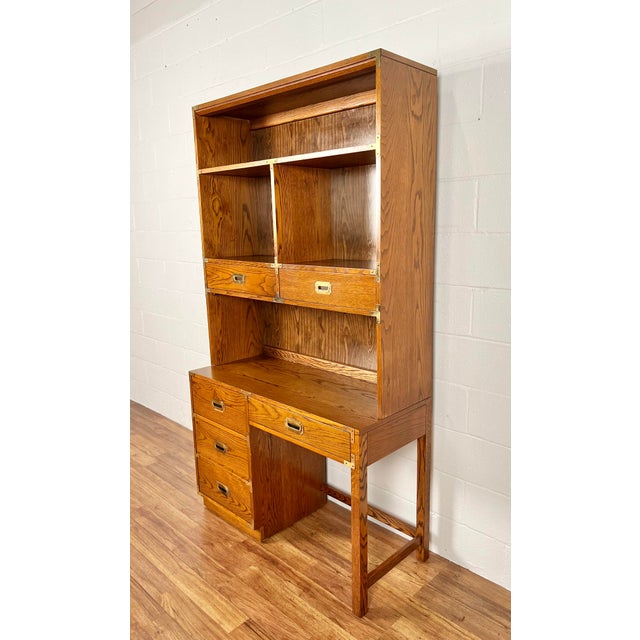 Late 20th Century Bernhardt Campaign Desk With Lighted Hutch & Chair