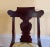 Pair of antique mahogany empire dining, side, desk chairs. Older silk Damask upholstery (some discoloration).