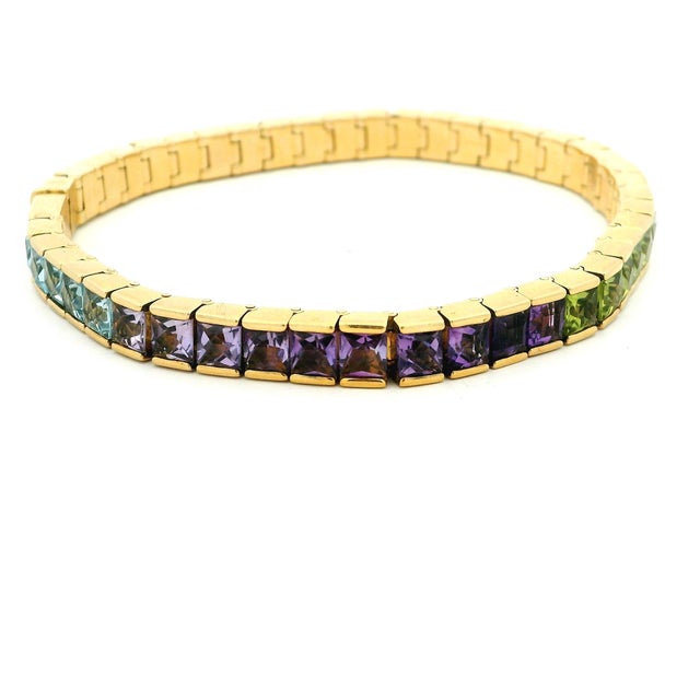 Modern H. Stern 18k Gold Brazilian Rainbow Gemstone Bracelet, 1990s For Sale - Image 3 of 9