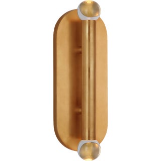 Kelly Wearstler for Visual Comfort Signature Rousseau Large Vanity Sconce in Antique-Burnished Brass with Clear Glass Orb For Sale