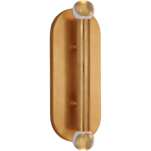 Kelly Wearstler for Visual Comfort Signature Rousseau Large Vanity Sconce in Antique-Burnished Brass with Clear Glass Orb For Sale