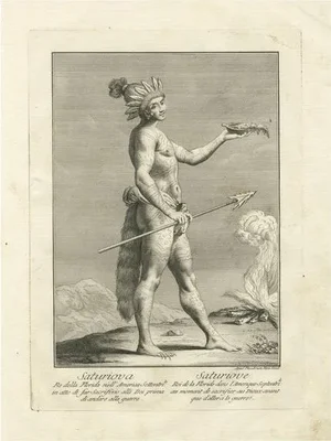 The Warrior King of Florida Performing a Ritual Sacrifice, 1793, Paper