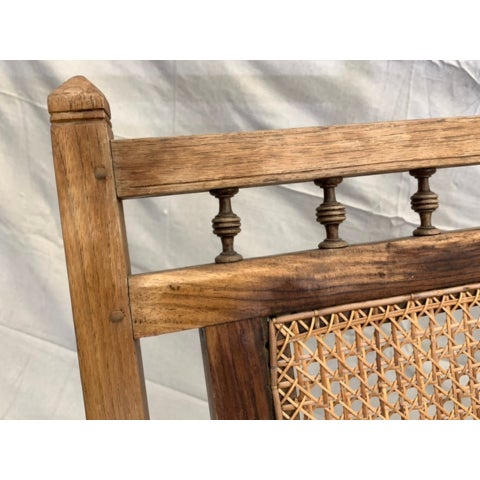 19th Century Anglo-Indian Caned Planter's Chair With Spindle-Rail Crest For Sale - Image 4 of 6