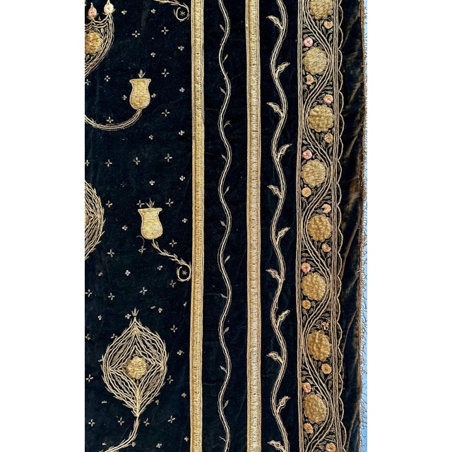 Antique Moroccan Textile Black & Gold Tapestry For Sale - Image 4 of 5