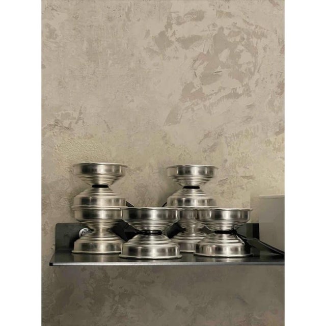 Contemporary Rl 05 Mini Candleholder in Silver Plated Brushed Brass by Caspal For Sale - Image 3 of 7