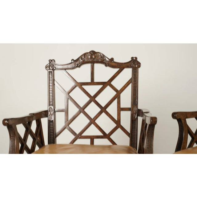 Brown Mid 20th Century Pair of Chippendale Style Armchairs from the Bob Newhart Estate For Sale - Image 8 of 8