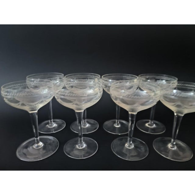 Crystal Champagne Glasses, 1890s, Set of 8 For Sale - Image 6 of 6