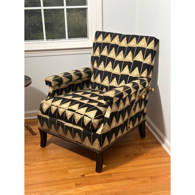 Bold Art Deco Black and Gold Luxe Lounge Chair For Sale - Image 4 of 8
